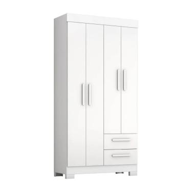 Imagem de Guarda Roupas Solteiro 4 Portas 2 Gavetas Malta Branco Flex Notável