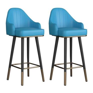 Imagem de Banquetas de bar conjunto de 2 banquetas giratórias de couro PU cadeiras de bar com encosto, bancos de ilha de cozinha para bar doméstico, sala de jantar