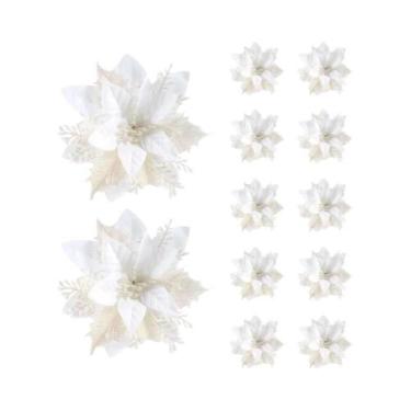 Imagem de Flores De Natal Artificiais Em Glitter Rosa, Vermelho E Dourado, Decor