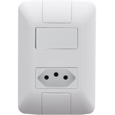 Imagem de Kit 12 Conj 4x2 1 Interruptor Tomada 2P+T 10A 250V Tramontina