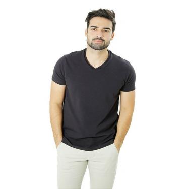 Imagem de Camiseta Masculina Básica Cotton Preta Gola V