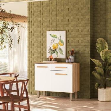 Imagem de Balcão Para Cozinha 90cm Lemon Carvalho/off White Nicioli Carvalho/off White