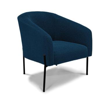 Imagem de Cadeira Sala De Jantar Pé De Ferro Preto Stella Bouclê D03 - D\'rossi Cor Azul