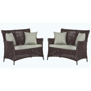 Imagem de 2 Sofás área Externa Igapó Alumínio Preta Corda Náutica E3 Marrom