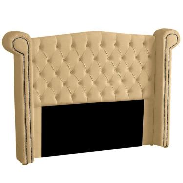 Imagem de Cabeceira Casal Queen Size Estofada Para Cama Box Ayla Veludo Bege