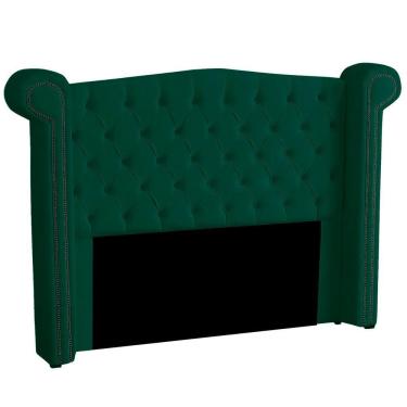 Imagem de Cabeceira Casal Queen Size Estofada Para Cama Box Ayla Veludo Cor Verde Esmeralda