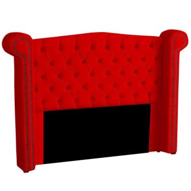 Imagem de Cabeceira Casal Queen Size Estofada Para Cama Box Ayla Veludo Cor Vermelho