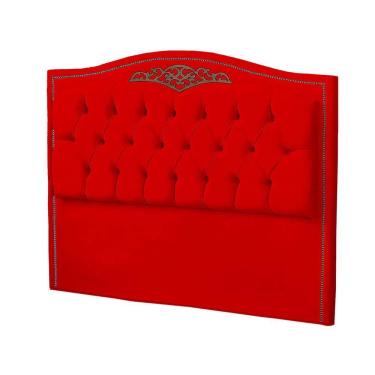 Imagem de Cabeceira Casal Queen Size Estofada Para Cama Box Maitê Veludo Cor Vermelho