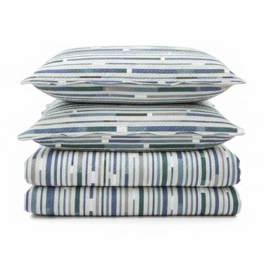 Imagem de Kit Cobre Leito Colcha Magnus Casal 3 Peças Dupla Face Estampado Geométrico - Color - 100% Poliéster