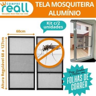 Imagem de Tela Mosquiteira Ajustável para Janela 68 a 127cm x 60cm Alumínio Kit 