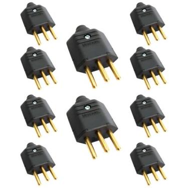 Imagem de 20 Plugue Macho 3 Pinos 10 A 2P+T MarGirius Preto