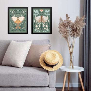 Imagem de Kit 2 Quadros Sala Borboletas Boho 33X24Cm