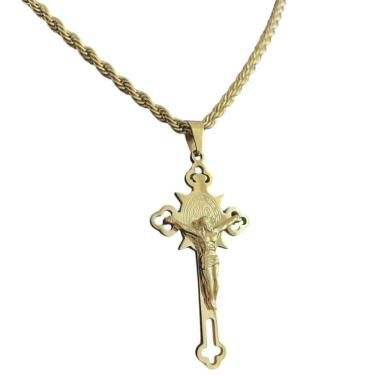 Imagem de Cordão Baiano 5Mm + Pingente São Bento - Banhado A Ouro