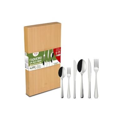 Imagem de Faqueiro Euro Home Strauss Classic FQM42C 42 Peças Aço Inox Cabo Decorado Serve 6 Pessoas