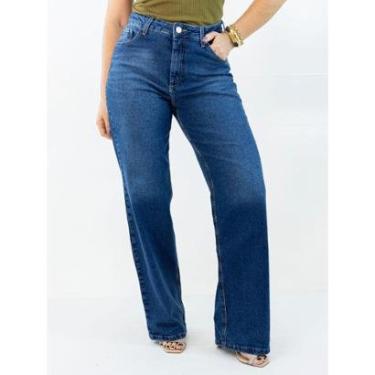 Imagem de Calça Feminina Wide Leg Jeans Tradicional Cintura Alta Anticorpus-Feminino