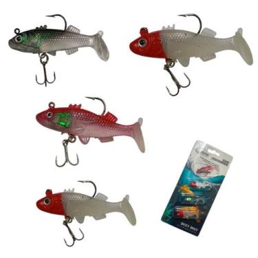 Imagem de Isca Artificial 4 Peixes Pesca Soft Shad Captura Pescaria Robalo Lamba