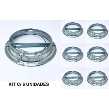 Imagem de Kit 06 Peças Plafonier Alumínio Suporte P/Globo Boca 10 Cm - Subrap