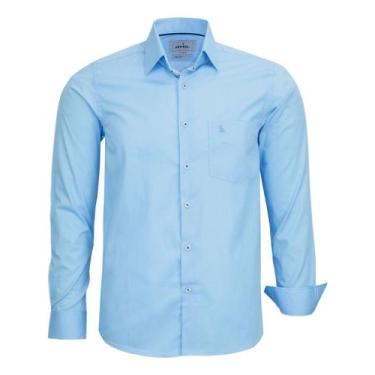 Imagem de Camisa Social Manga Longa Amil Comfort Lisa Com Bolso Algodão 1870, Az