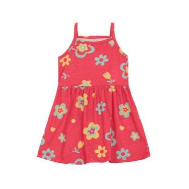 Imagem de Vestido infantil menina de flores Brandili, 10, Vermelho