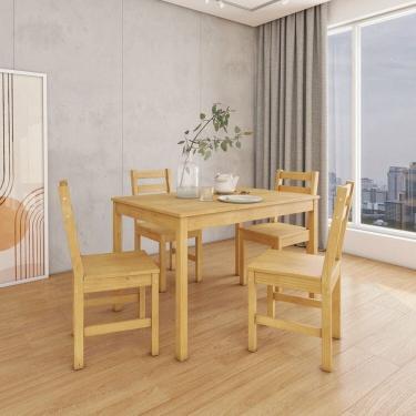 Imagem de Mesa de Madeira Maciça com 4 Cadeiras Mandacaru Cabecasa Madeiraoriginals Amendoa