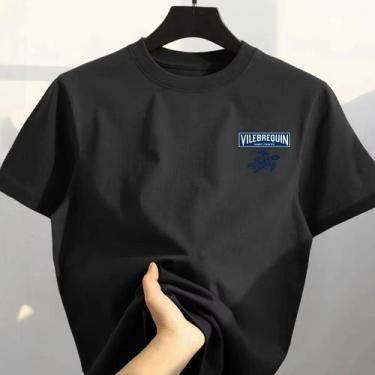 Imagem de Camiseta Masculina De Verão Respirável Com Gola Alta Confortável Para 