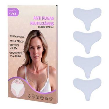 Imagem de Kit 4 Adesivos Anti Rugas Silicone Colo e Seios Muy Bela  Reutilizável