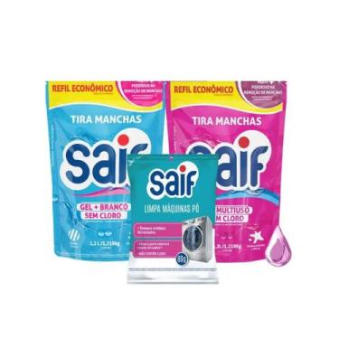 Imagem de Kit 2 Tira Manchas Sem Cloro Roupas Brancas 500ml e Limpa Máquinas de 