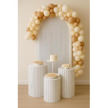 Imagem de Kit Capas Ripadas Brancas p/Cilindros e Backdrop  Modelo Ripado Modern