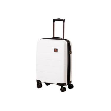 Imagem de Mala Pequena de Bordo Navegat Expansíve Branca Rodas Duplas Cadeado TSA Polipropileno