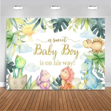 Imagem de Pano de fundo Mocsicka Dinosaur Baby Shower Sweet Boy Dino Blue