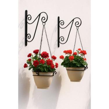 Imagem de Suporte Para Xaxim Ferro Colonial Parede Vaso Samambaia - Kit com 2 Pe