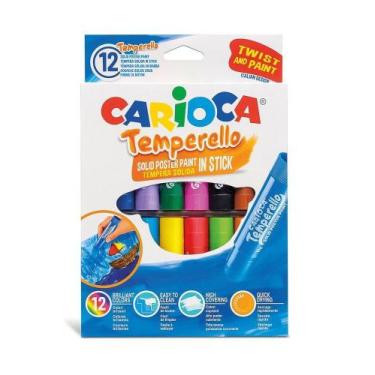 Imagem de Kit Tinta Guache Bastão 12 Cores Twist Paint Escolar Lavável - Carioca