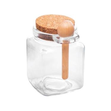 Imagem de Porta Tempero de Vidro com Colher de Bambu e Tampa Rolha 310ml - Lyor,