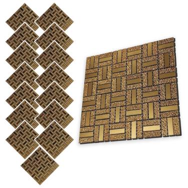 Imagem de Pastilha De Vidro Adesiva Kit 15 Uni Parede Sala Cozinha Banheiro Decorativa Facil Aplicacao Moderna Requintado Reforma