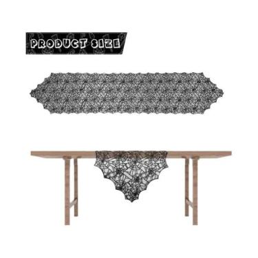 Imagem de Caminho De Mesa De Halloween Em Renda Preta Com Teia De Aranha Para De