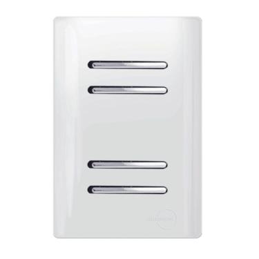 Imagem de 2 Interruptores Simples +2 Interruptores Paralelo Cromado com Placa 4x2 Branco Dc1200174 Novara