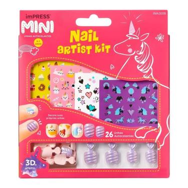 Imagem de Kit Mini Unhas Autocolantes Infantil Kiss New York Impress Nail Artist Ima300b