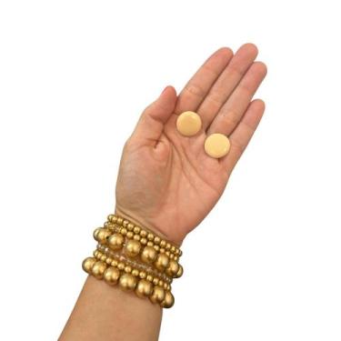 Imagem de Kit Brinco e Pulseira em Miçanga Moderno Feminino Iracema - MLBpel, Do