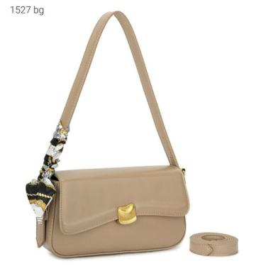 Imagem de Bolsa Feminina Baguete com Lenço e Alças de Ombro e Transversal 1527 C