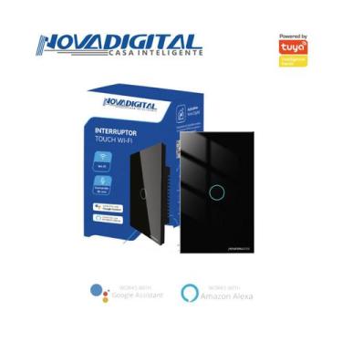 Imagem de Interruptor inteligente Lite 1 botão touch Wi-Fi Preto Novadigital LIT