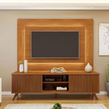 Imagem de Rack com Painel Ripado para TV até 58 Polegadas com LED 100% MDF 180cm