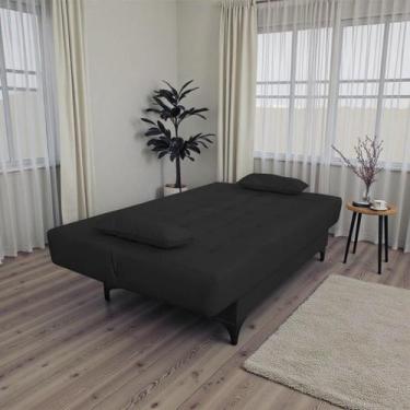 Imagem de Sofá Cama Casal 2 Lugares Bicama Lais Suede 180cm Preto - Horizonte Mó