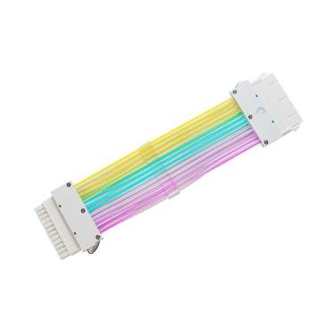 Imagem de Cabo Extensor de Fonte Sleeved Rise Mode Aura, 24p ATX, ARGB, Branco - RM-SL-FW-ARGB-Un...