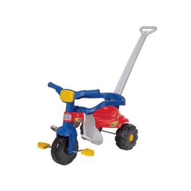 Imagem de Carrinho de Passeio Triciclo Infantil Tico-Tico Festa Azul Com Aro - M