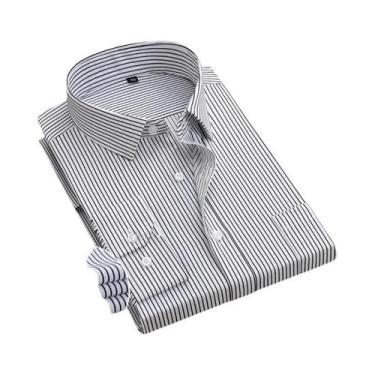 Imagem de Camisa De Algodão Slim Fit Masculina De Manga Curta Moda Casual Primav