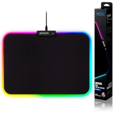 Imagem de Mouse Pad Gamer RGB Exbom MP-LED2535 25x35cm Borda Silicone 13 Modos U