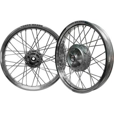 Imagem de Par Roda Aro Three Heads Polido 4mm Titan 150 Freio Á Disco