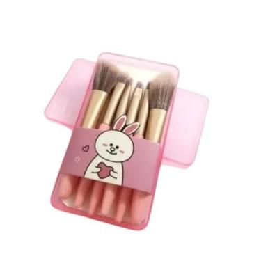 Imagem de Kit 6 Mini Pincéis de Maquiagem Profissional Cor:Rosa - Genérico, Rosa