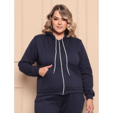 Imagem de Casaco Moletom Plus Size Feminina Com Capuz E Ziper Inverno - XIAO MOD