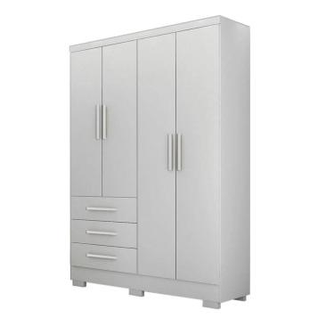 Imagem de Guarda Roupa Solteiro Com Pés 4 Portas 3 Gavetas - Encant-branco - Móveis Horizonte